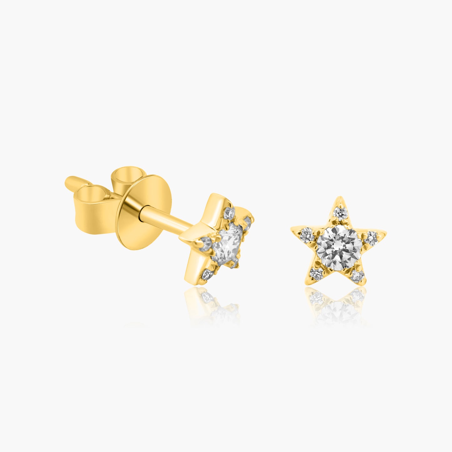 14K Yellow Gold Dainty Star Stud Earrings-E60610201