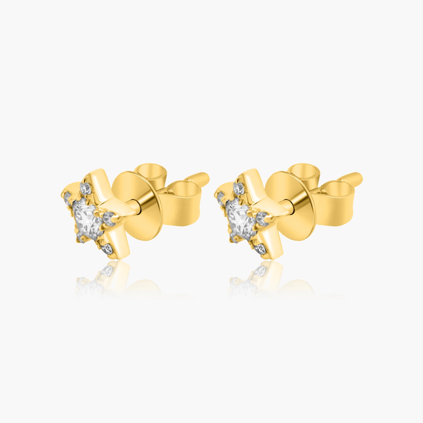 14K Yellow Gold Dainty Star Stud Earrings-E60610201