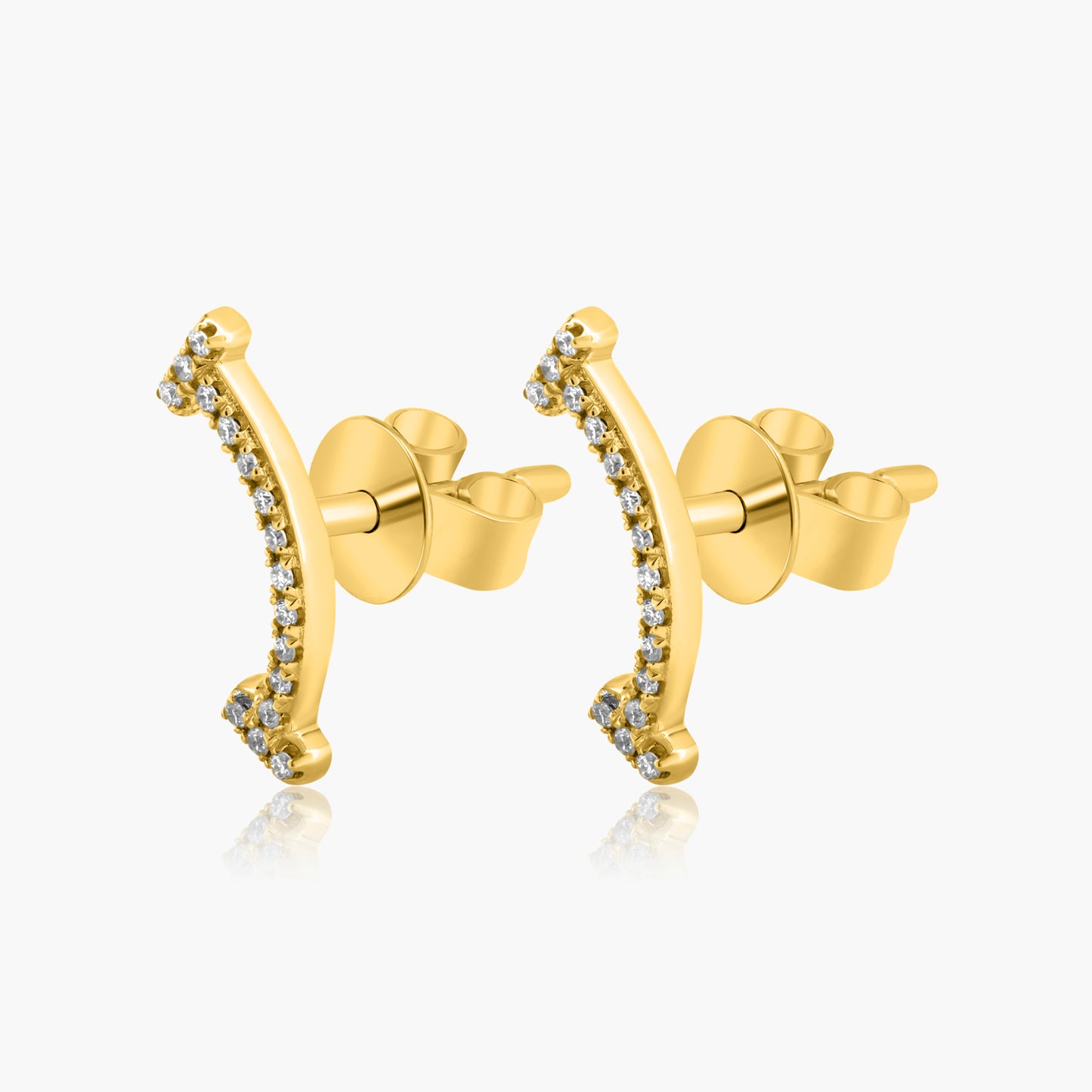 14K Yellow Gold Dainty Round Diamond Earrings-E606265