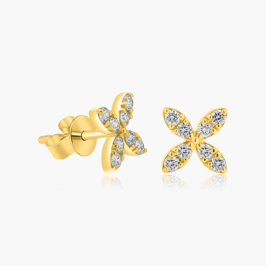 14K Yellow Gold Flower Shape Stud Earrings-E60626602