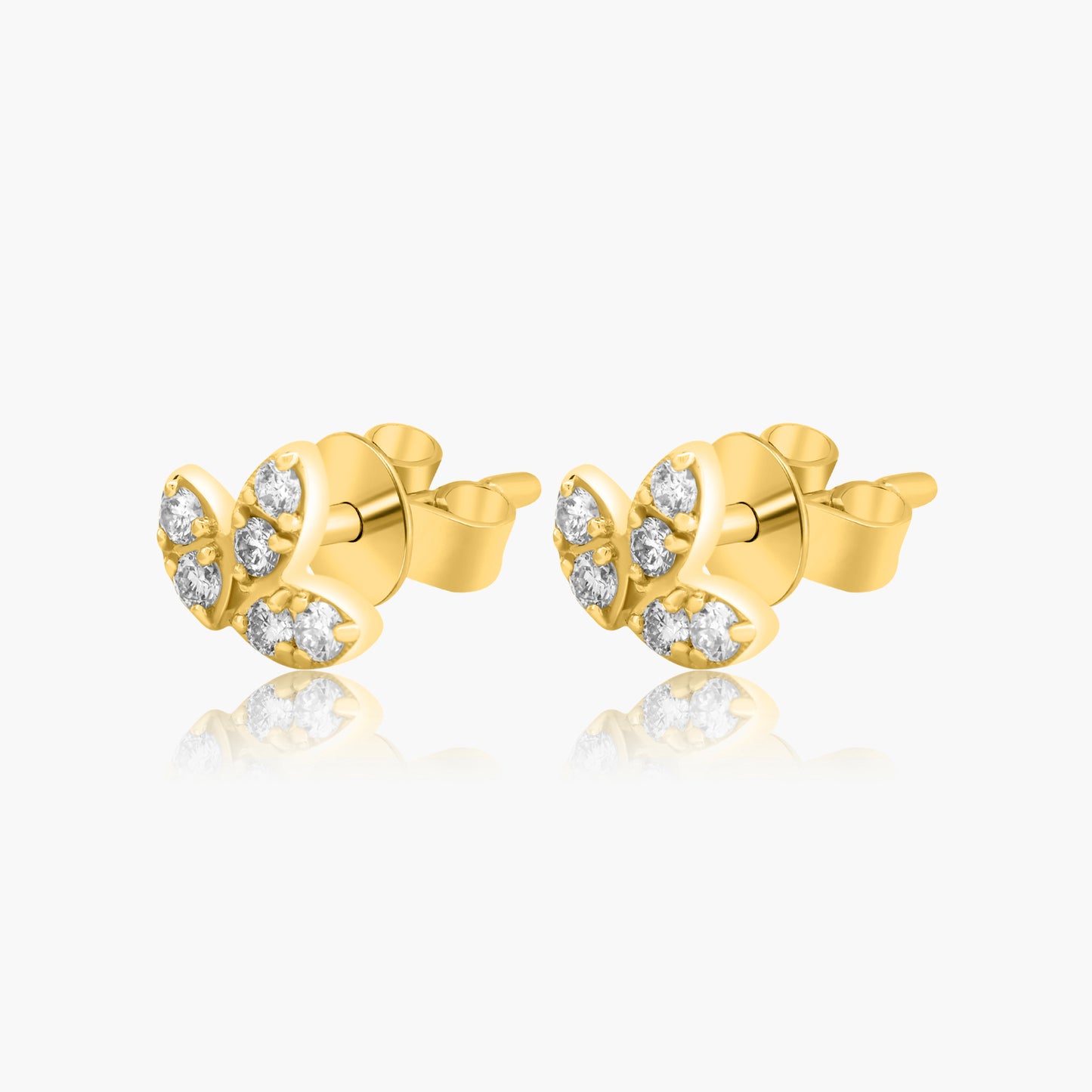 14K Yellow Gold Round Diamond Stud Earrings-E60626701