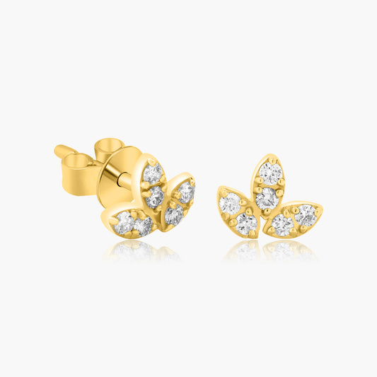 14K Yellow Gold Round Diamond Stud Earrings-E60626701