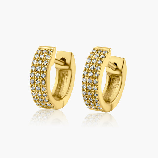 14K Yellow Gold Pave Diamond Dainty Huggies - E606279