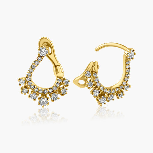 14K Yellow Gold Dainty Cluster Hoop Earrings-E606286