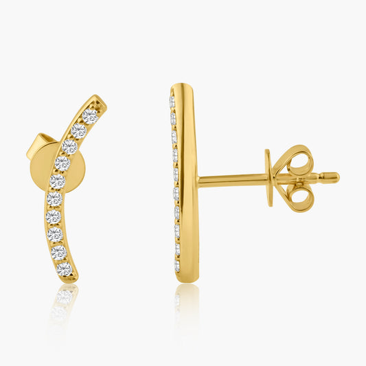 14K Yellow Gold Dainty Ear Climber Earrings - E606297