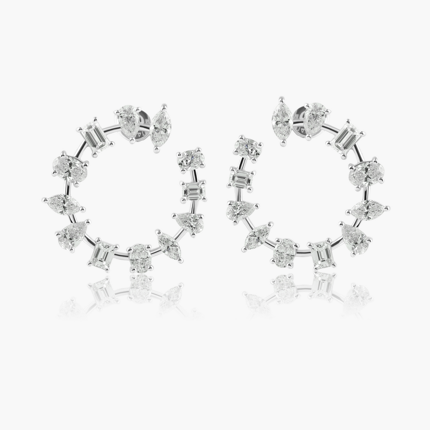 14K White Gold Mixed Cut Diamond Statement Earrings-E60633502