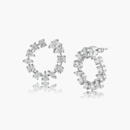 14K White Gold Mixed Cut Diamond Earrings-E606335