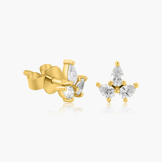 14K Yellow Gold Pear Diamond Stud Earrings-E606456