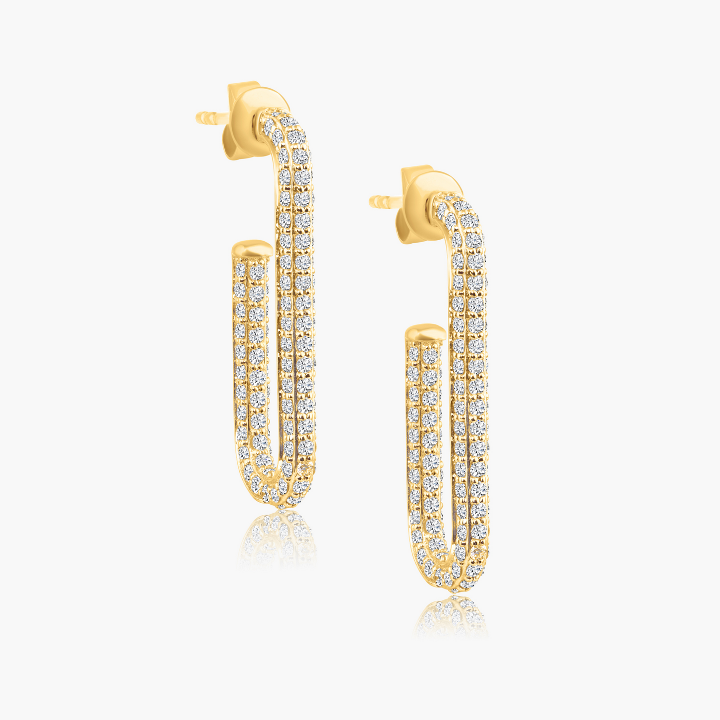 14K Yellow Gold Pave Diamond Statement Earrings-E606490