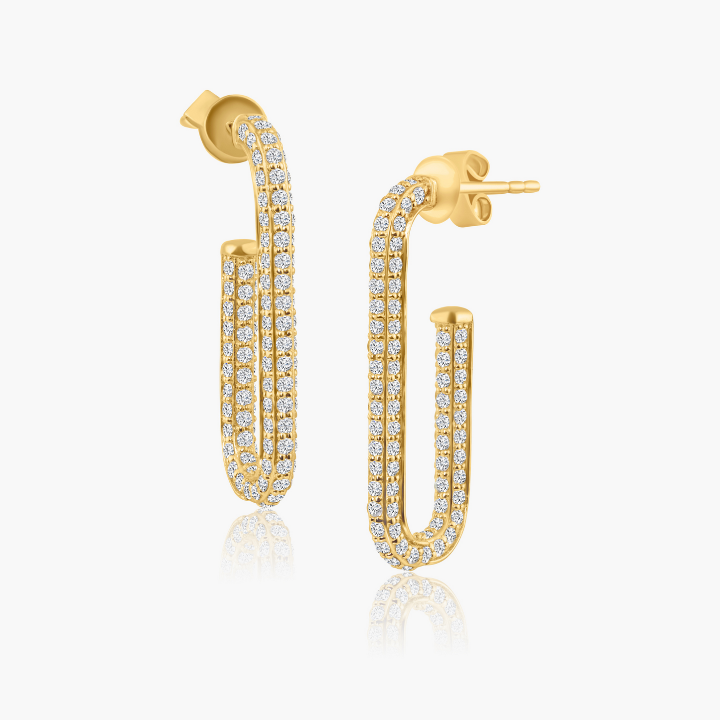 14K Yellow Gold Pave Diamond Statement Earrings-E606490