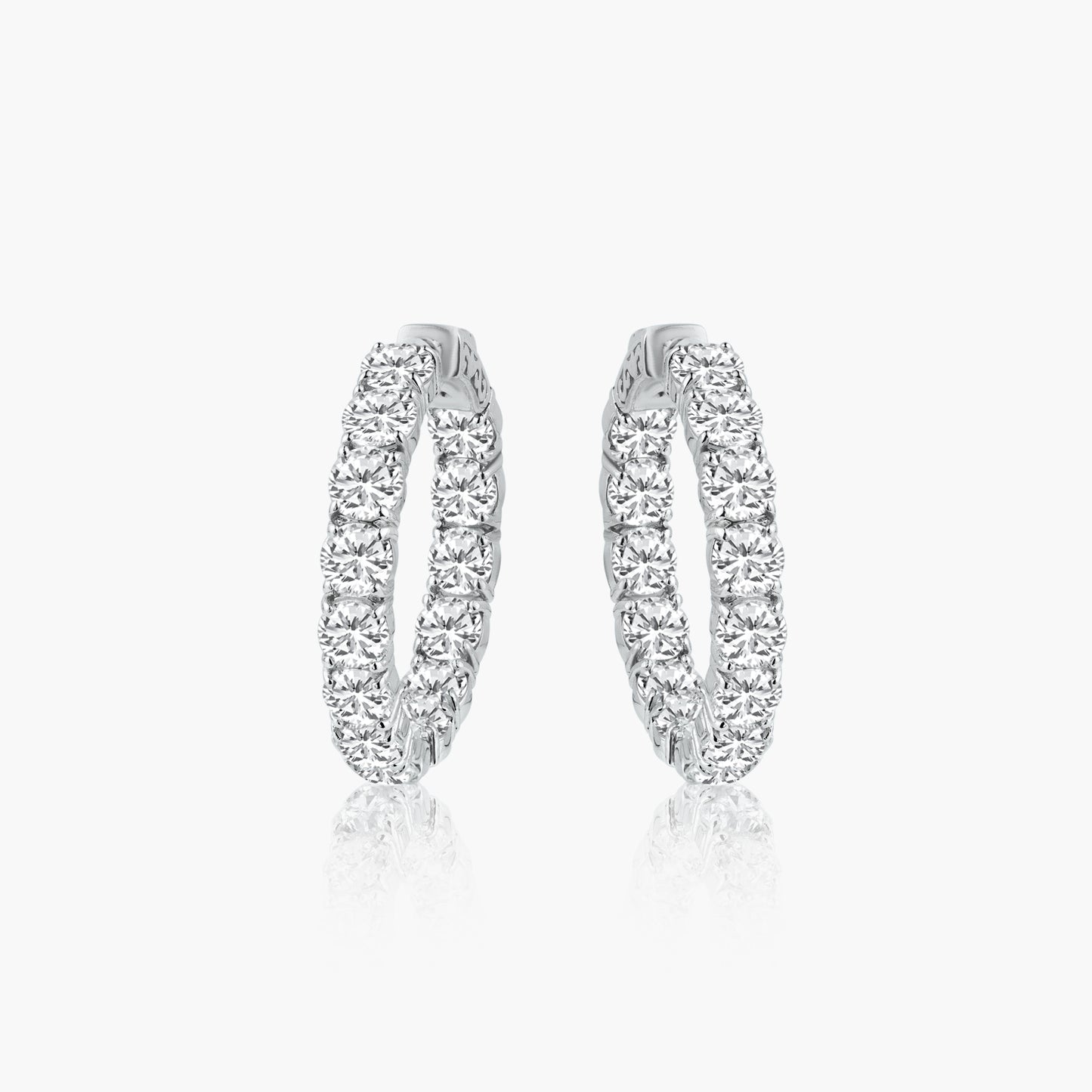 14K White Gold Hoop Earrings-EF221-40MCEMC