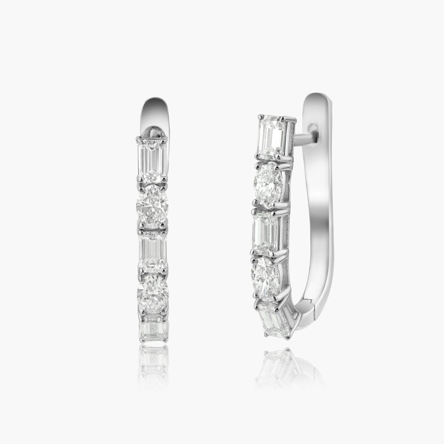 14K White Gold Hoop Earrings - EH000781EMC