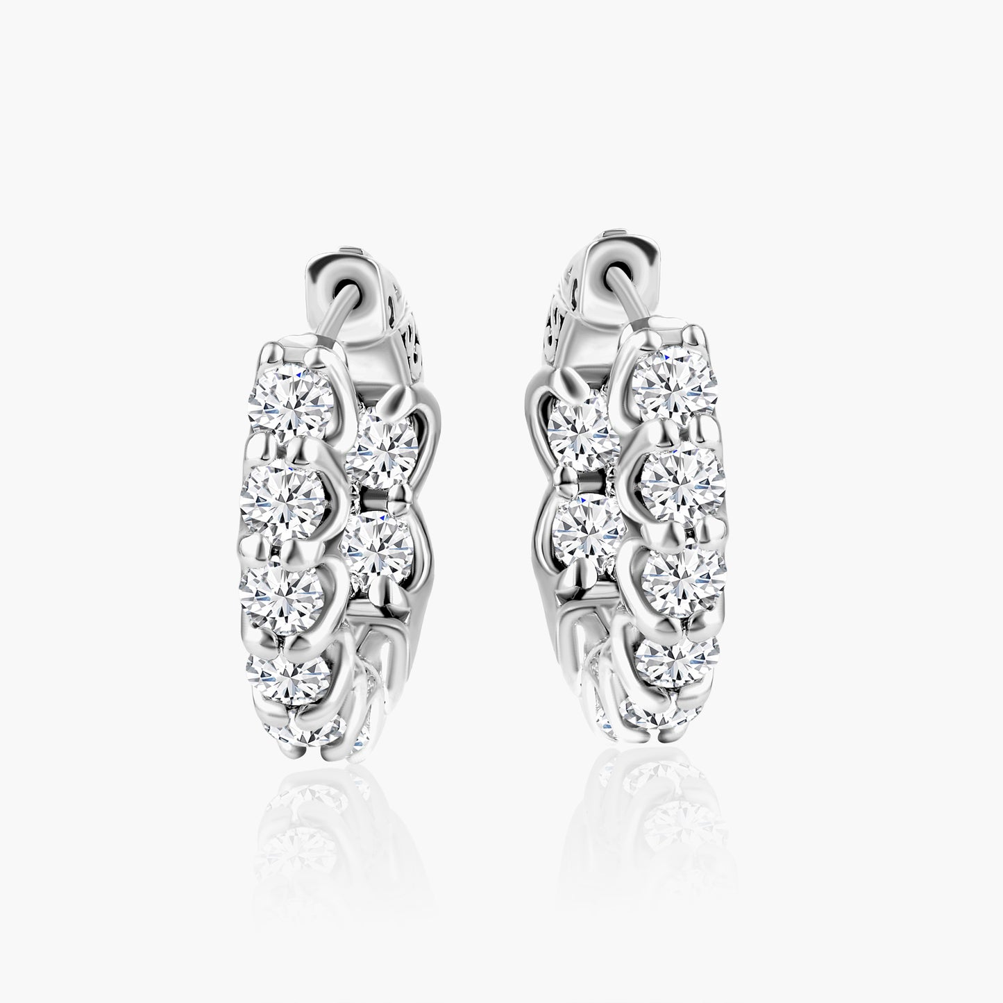 14K White Gold Round Diamond Hoops-EMJ3526-4.0SCEMC