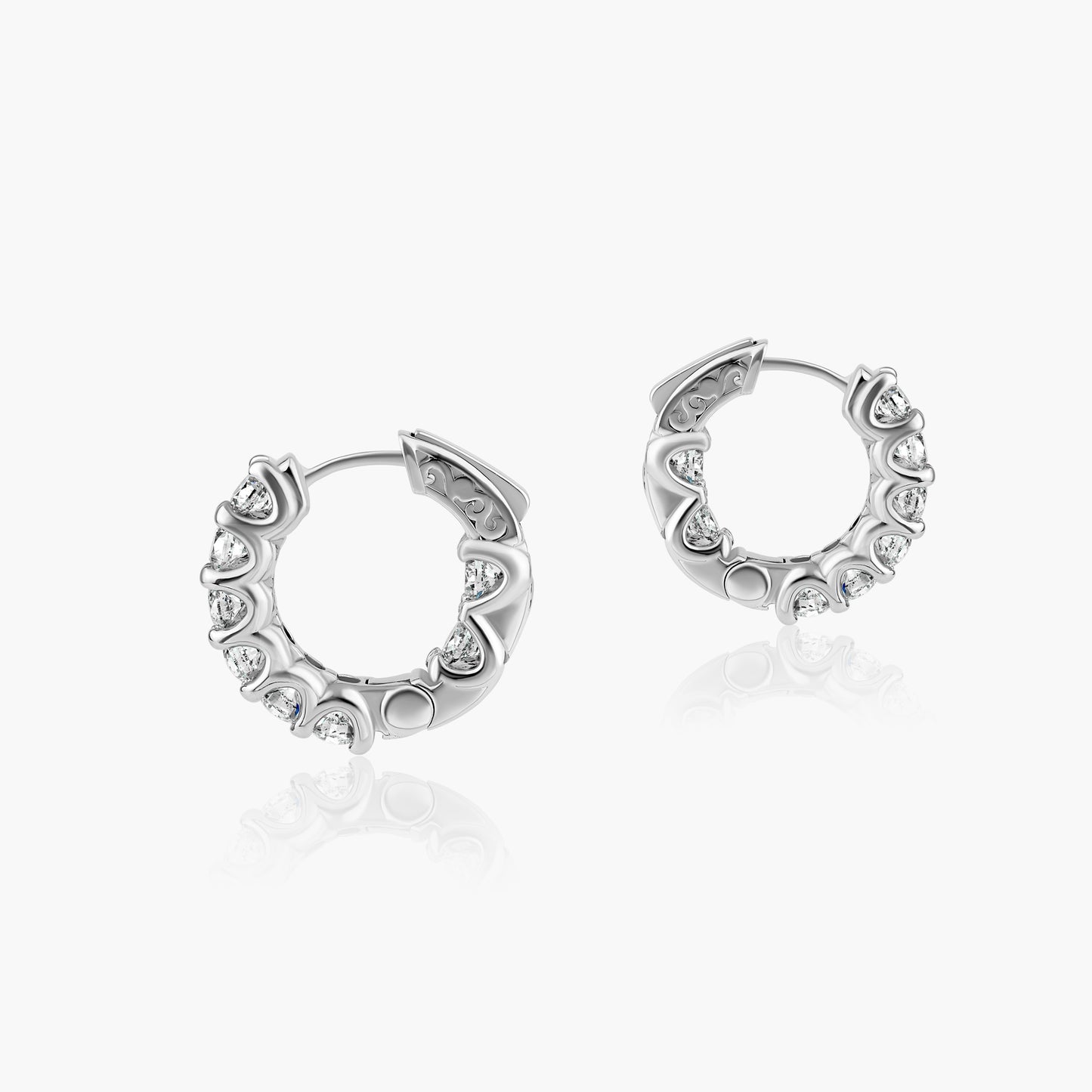 14K White Gold Round Diamond Hoops-EMJ3526-4.0SCEMC