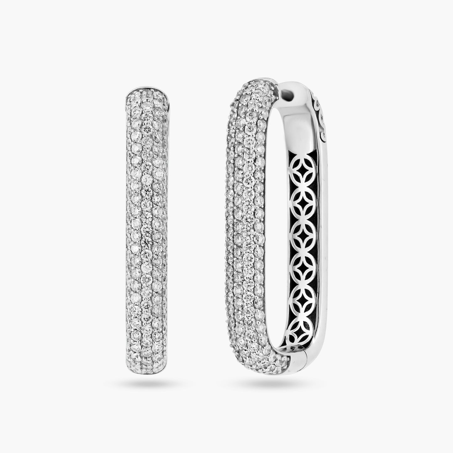 14K White Gold Pave Diamond Huggies - EMJ4294(M)CEMC