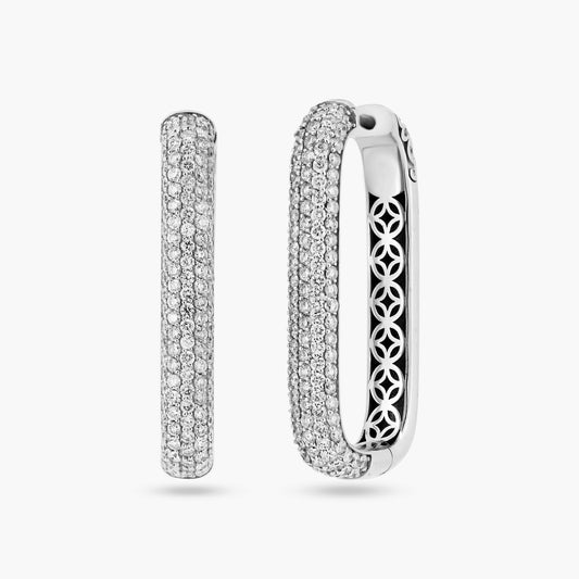 14K White Gold Pave Diamond Huggies - EMJ4294(M)CEMC