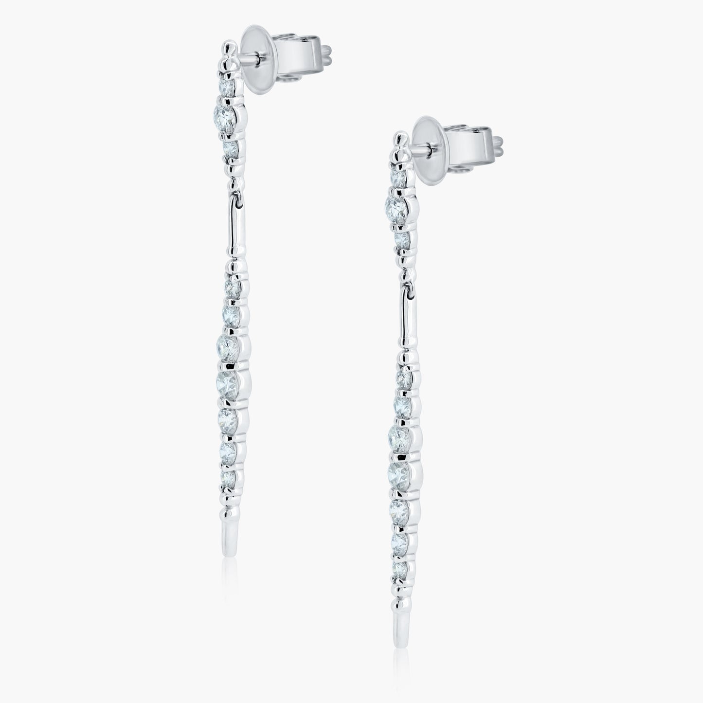 14K White Gold Round Diamond Dangle Earrings-EMJ4297EMC