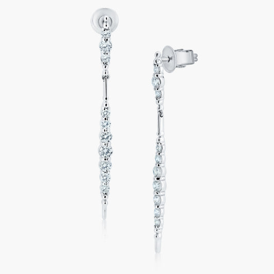 14K White Gold Round Diamond Dangle Earrings-EMJ4297EMC