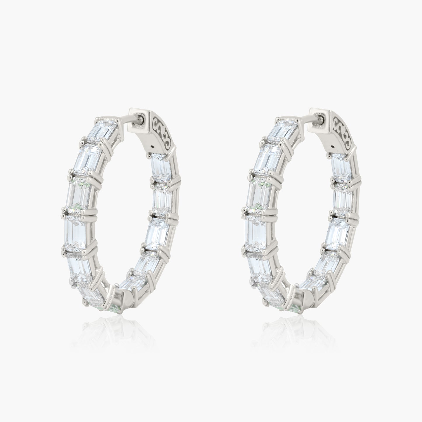 14K White Gold Round Diamond Hoops-EMJ4323-EM4.4X3SCEMC