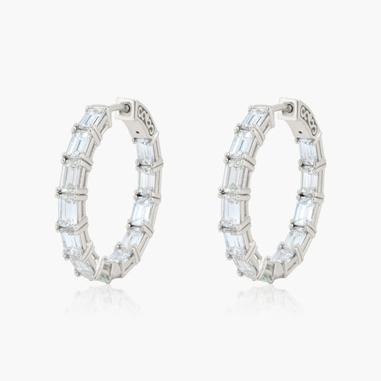 14K White Gold Round Diamond Hoops-EMJ4323-EM4.4X3SCEMC