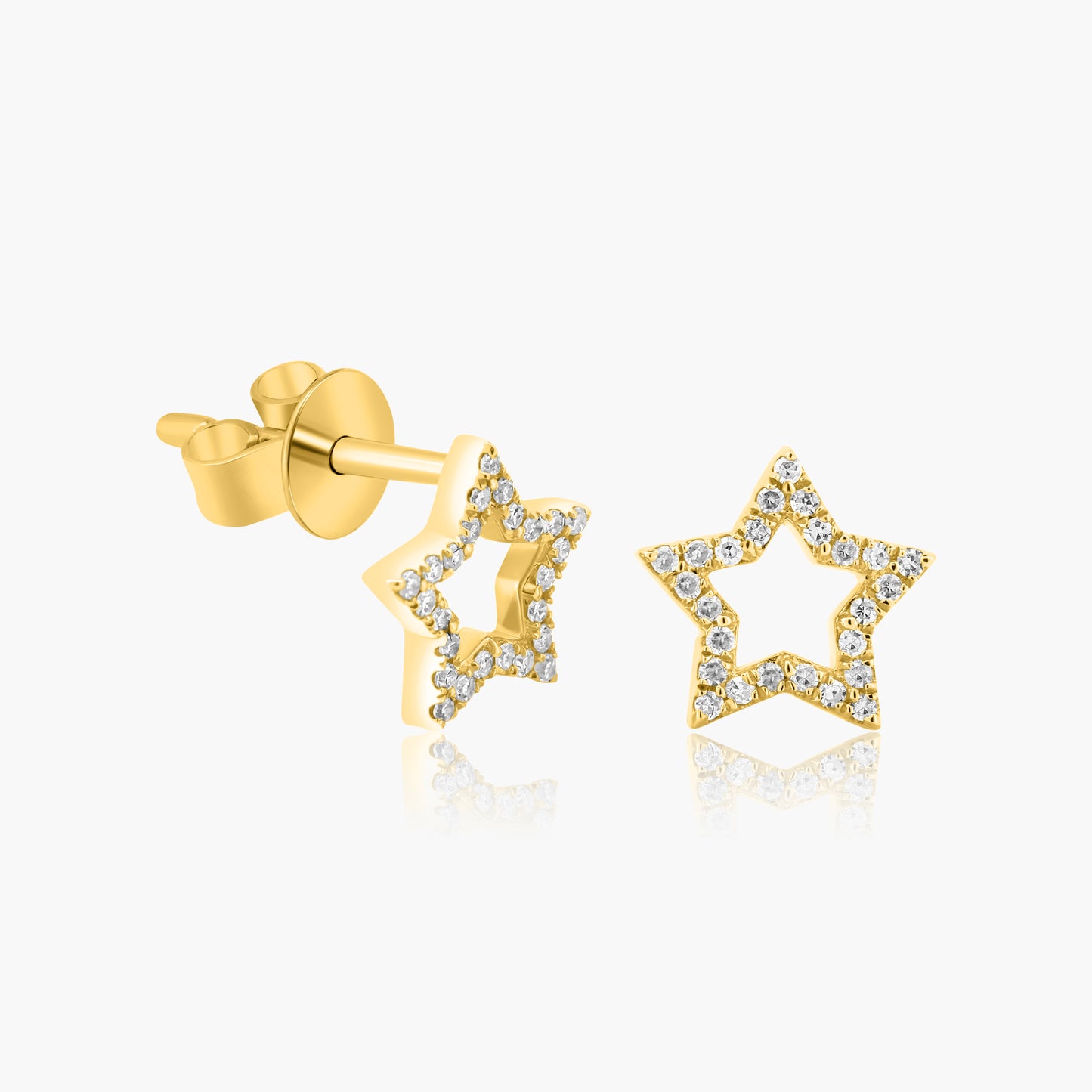 14K Yellow Gold Dainty Star Stud Earrings-ER605533E01DC