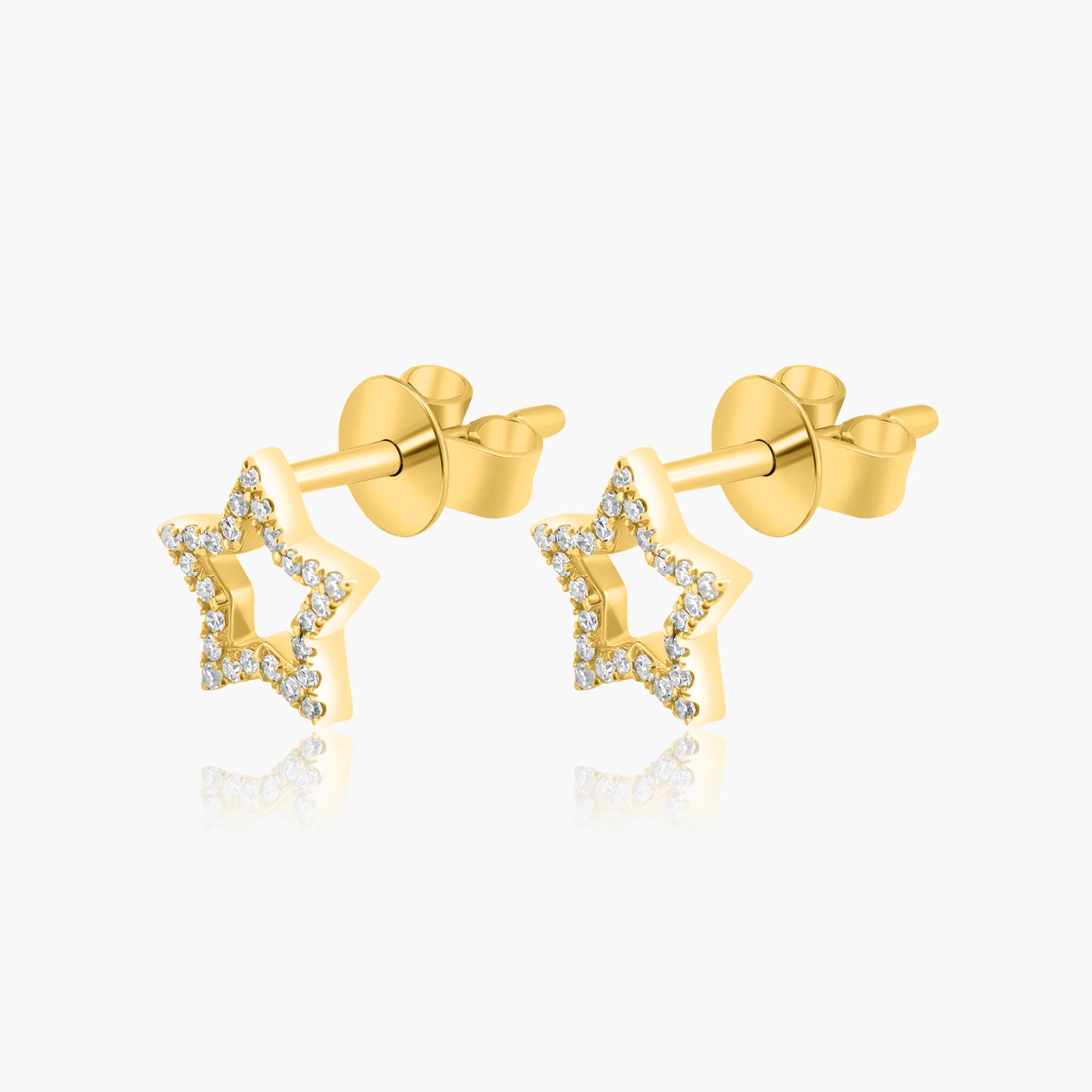 14K Yellow Gold Dainty Star Stud Earrings-ER605533E01DC