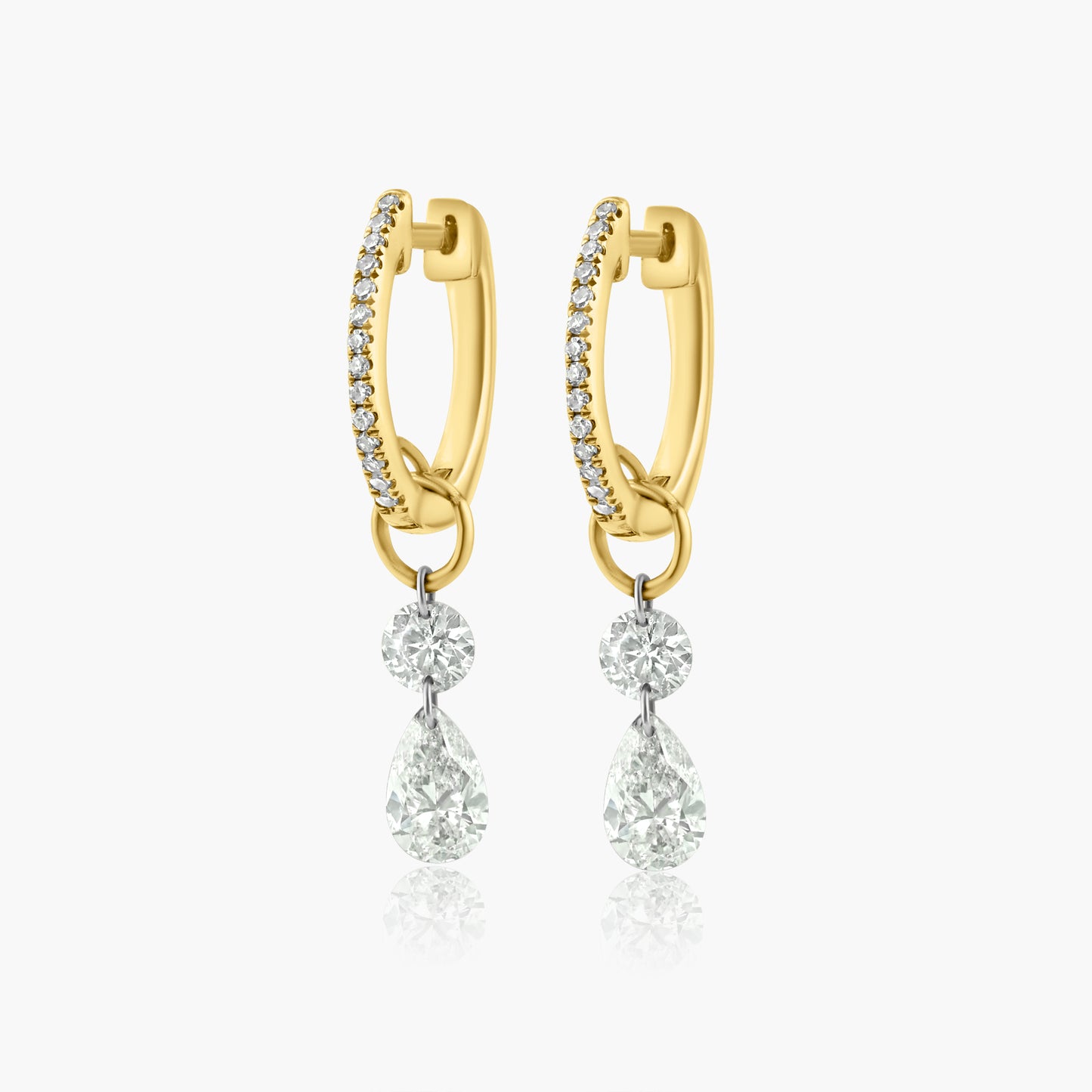 14K Yellow Gold Laser Drill Diamond Earrings-ERDPS-1GP