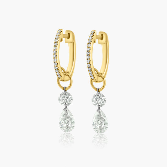 14K Yellow Gold Laser Drill Diamond Earrings-ERDPS-1GP