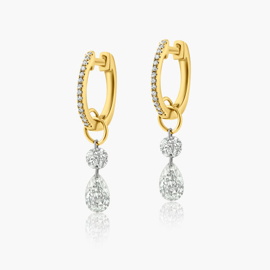 14K Yellow Gold Laser Drill Diamond Earrings-ERDPS-2GP