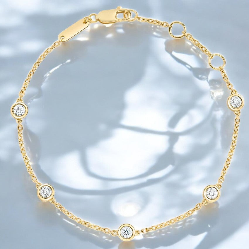 Lab Diamond Bezel Five Station Bracelet
