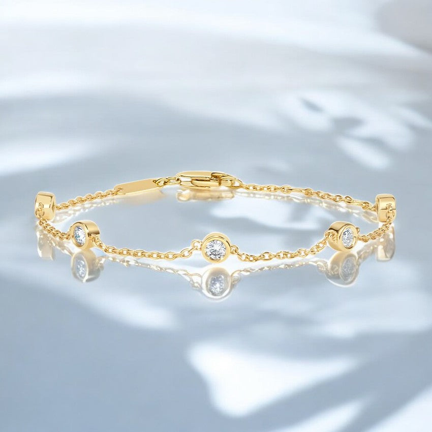 Lab Diamond Bezel Five Station Bracelet