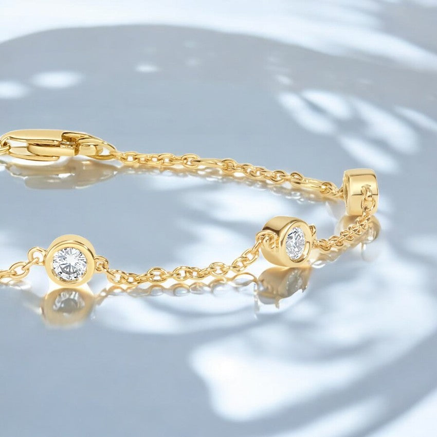 Lab Diamond Bezel Five Station Bracelet