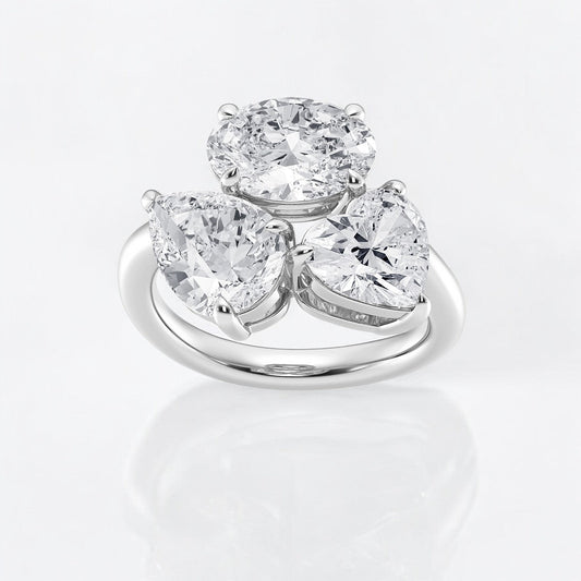 Mosaic Abstract Three Stone Ring