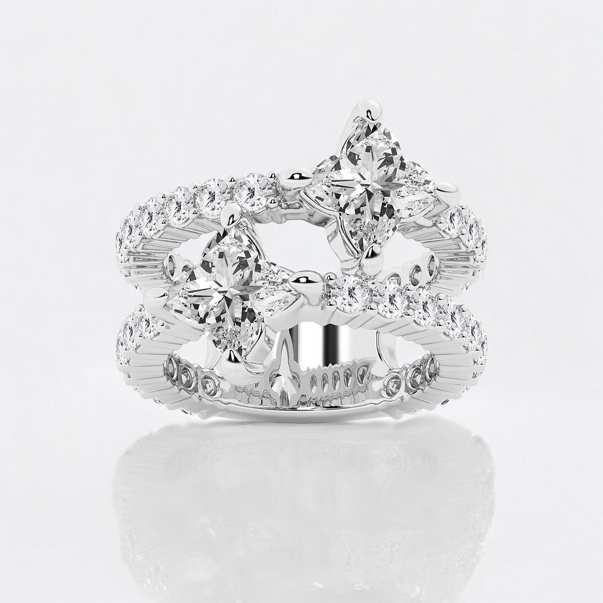 Flower Lab Grown Diamond Asymmetric Fashion Ring