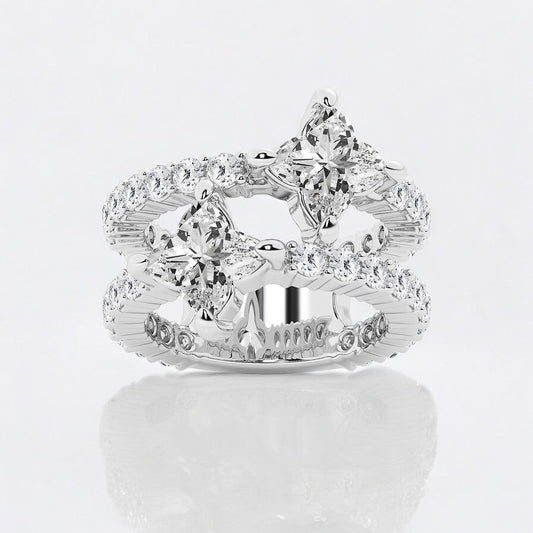 Flower Lab Grown Diamond Asymmetric Fashion Ring