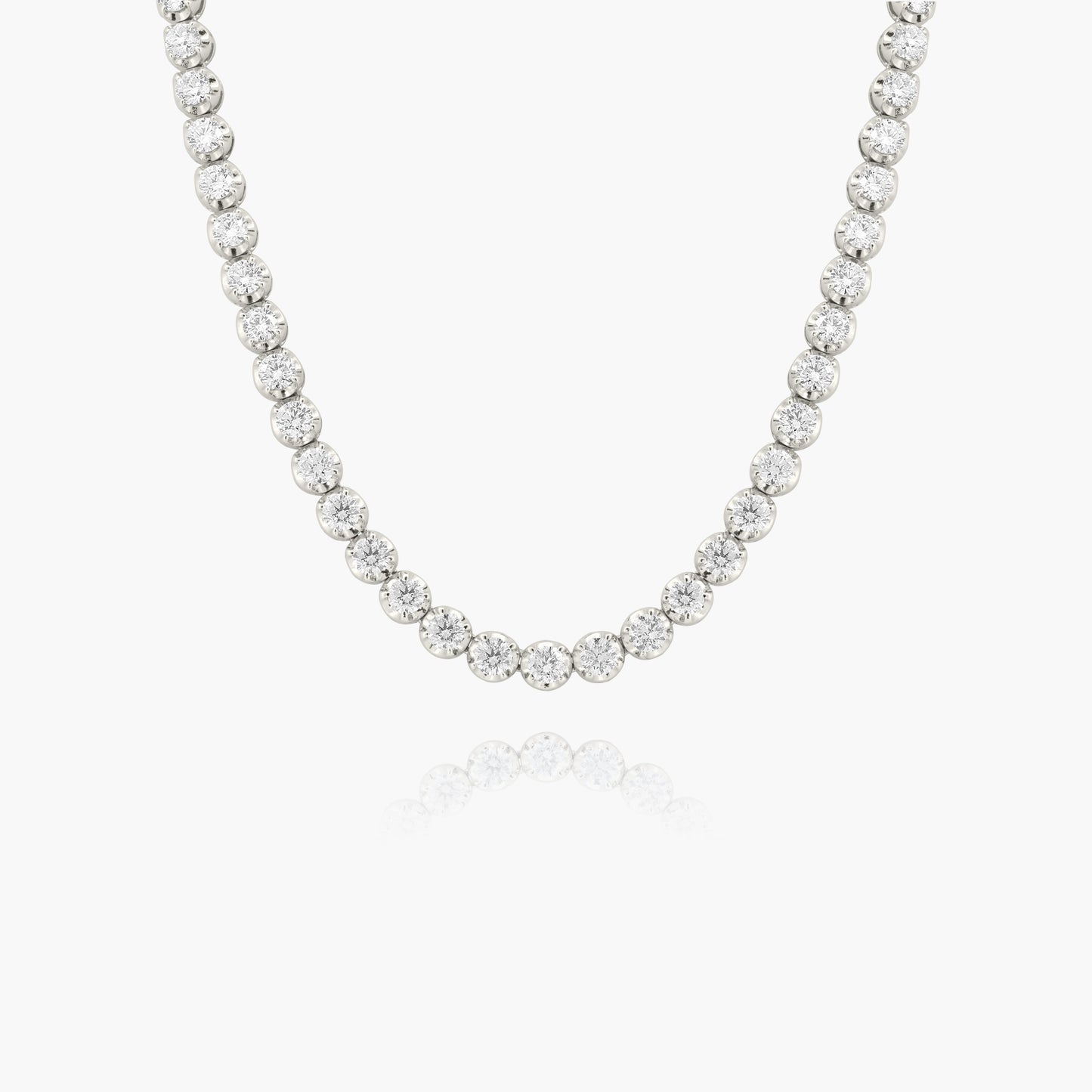 14K White Gold Round Diamond Tennis Necklace-N-3.75MMKJ