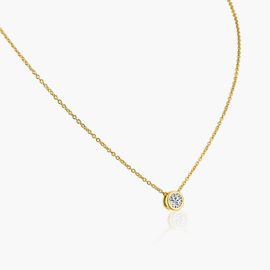 14K Yellow Gold Round Bezel Dainty Pendant-N00002C