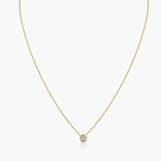 14K Yellow Gold Round Bezel Dainty Pendant - N00002C