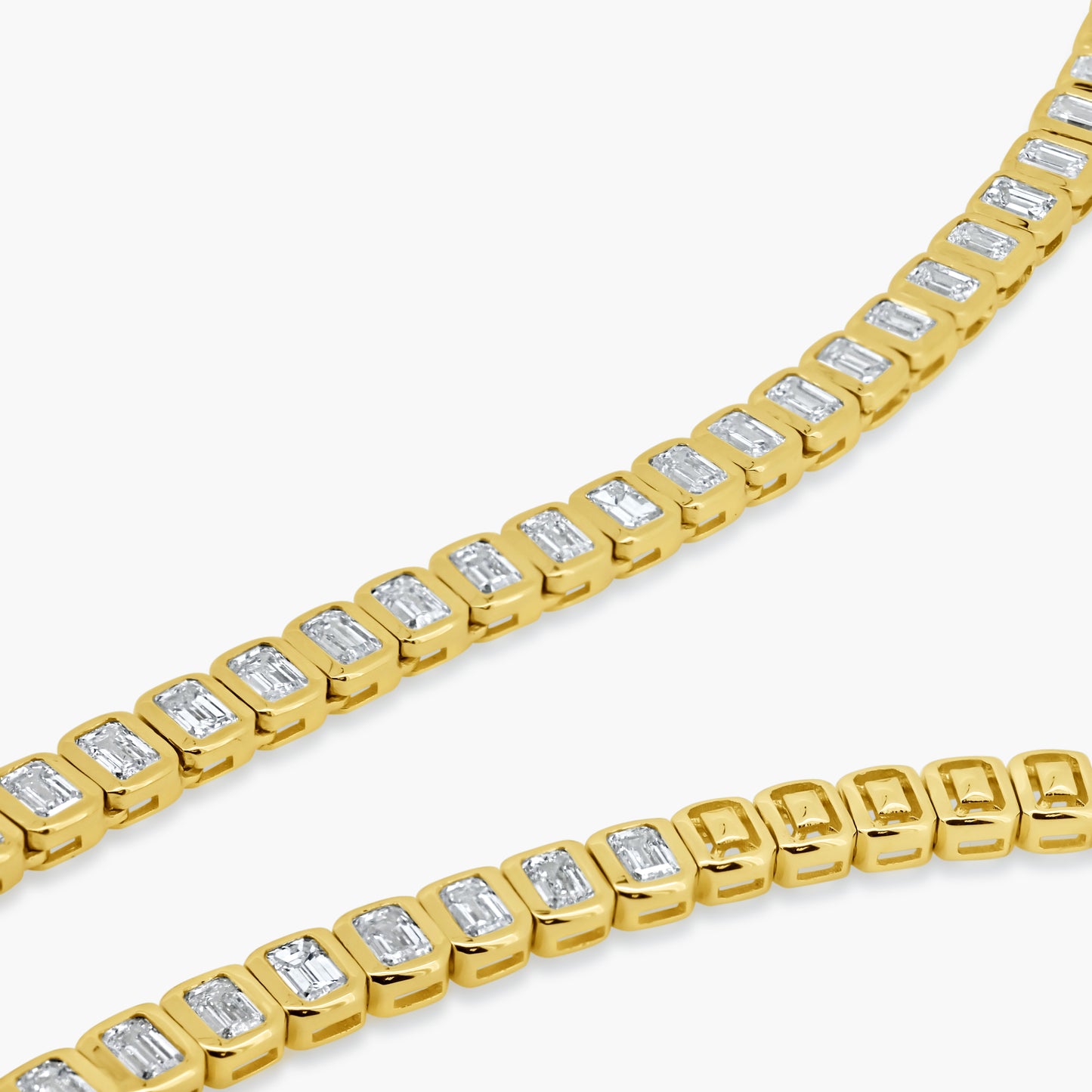 14K Yellow Gold Emerald Cut Diamond Tennis Necklace - N606024