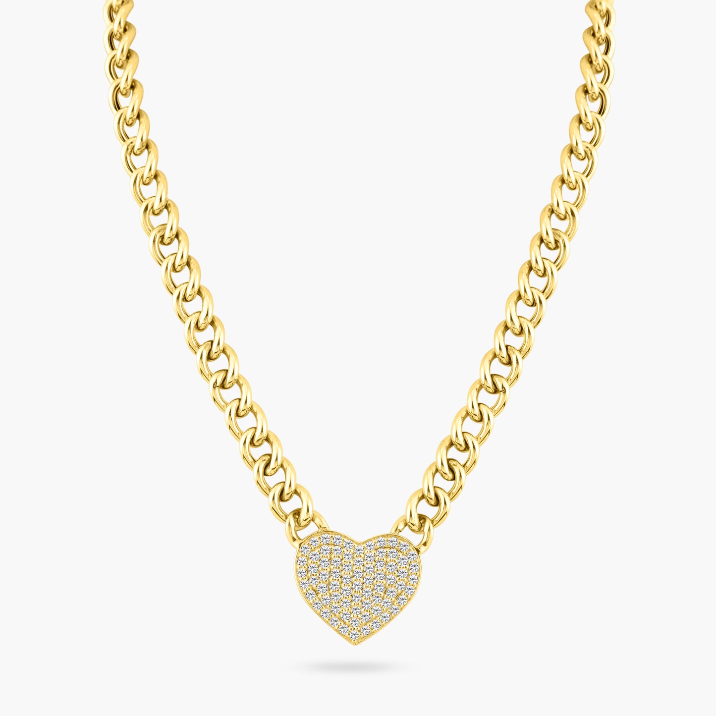 14K Yellow Gold Heart Chain Link Necklace - N100175B