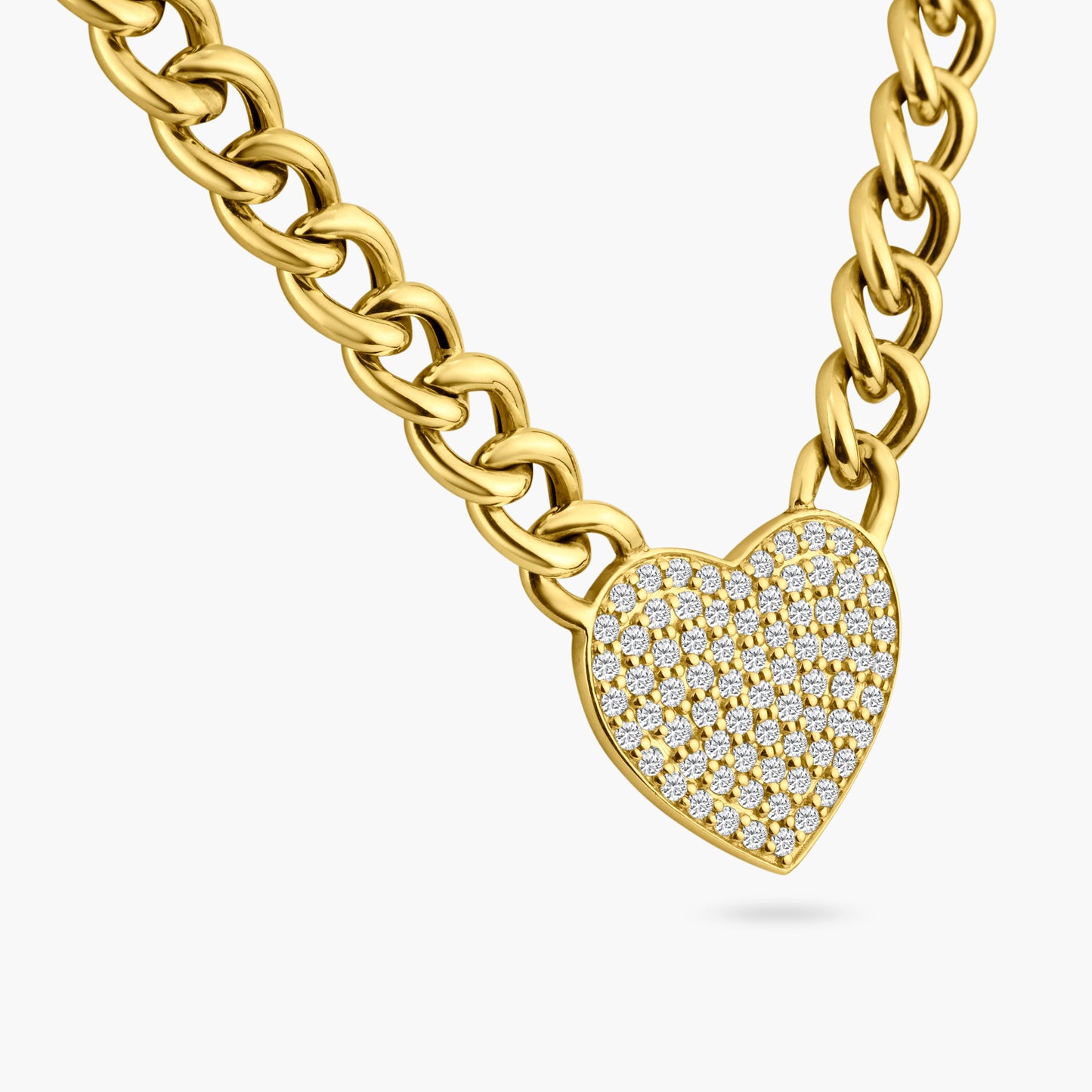 14K Yellow Gold Heart Chain Link Necklace - N100175B