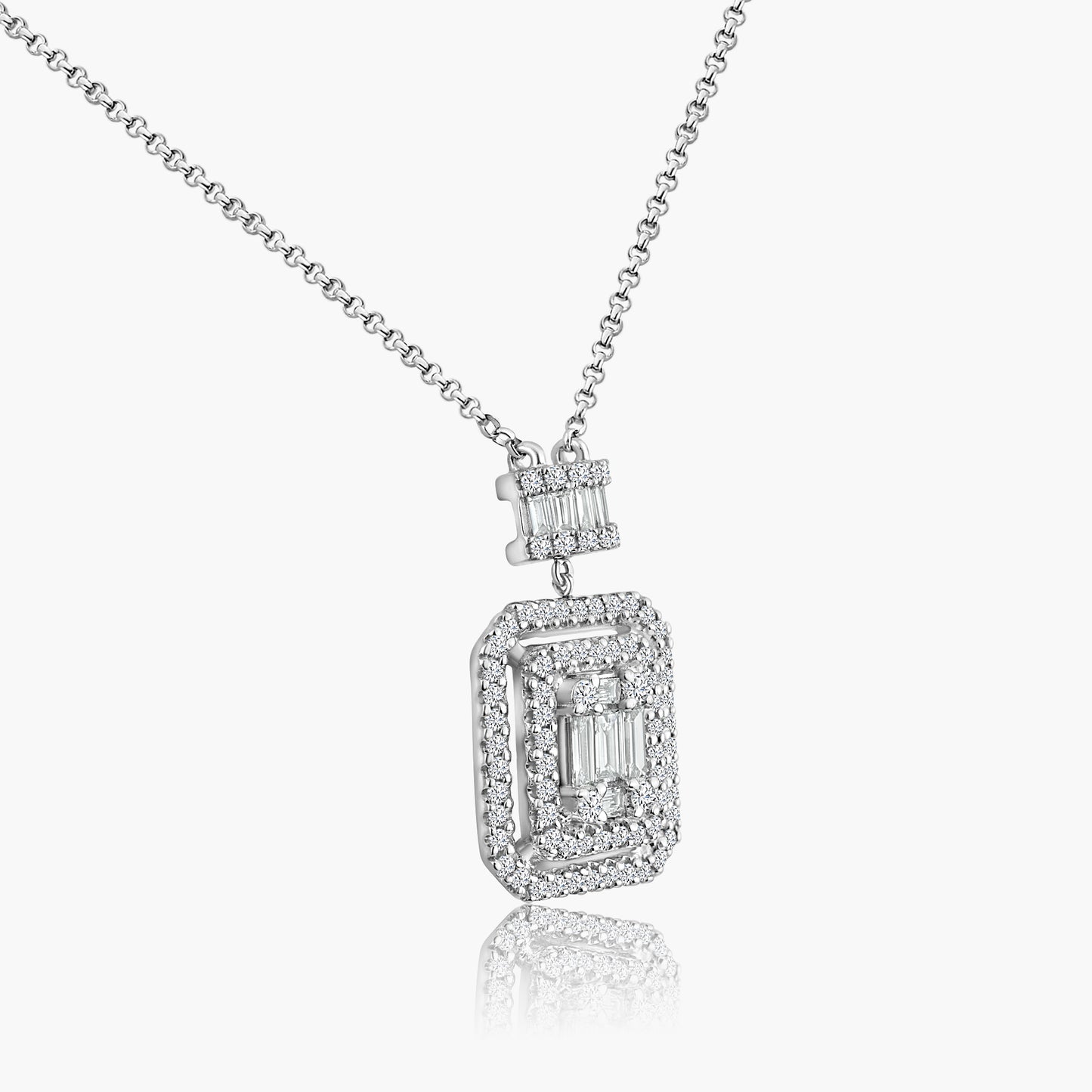 14K White Gold Baguette Pendant - N100535DKW3A-1