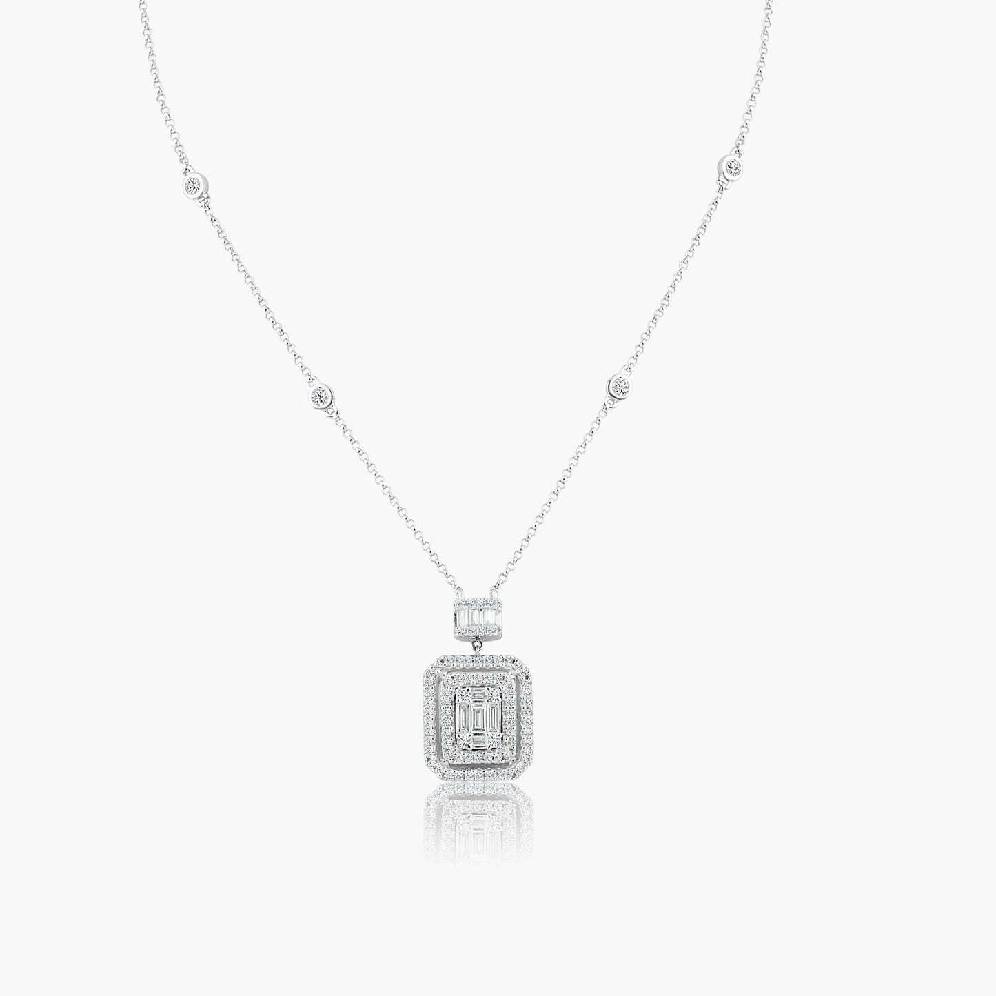 14K White Gold Baguette Pendant - N100535DKW3A-1