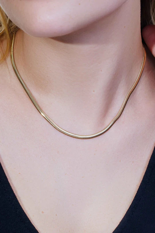 14K Yellow Gold Snake Necklace - N1AF