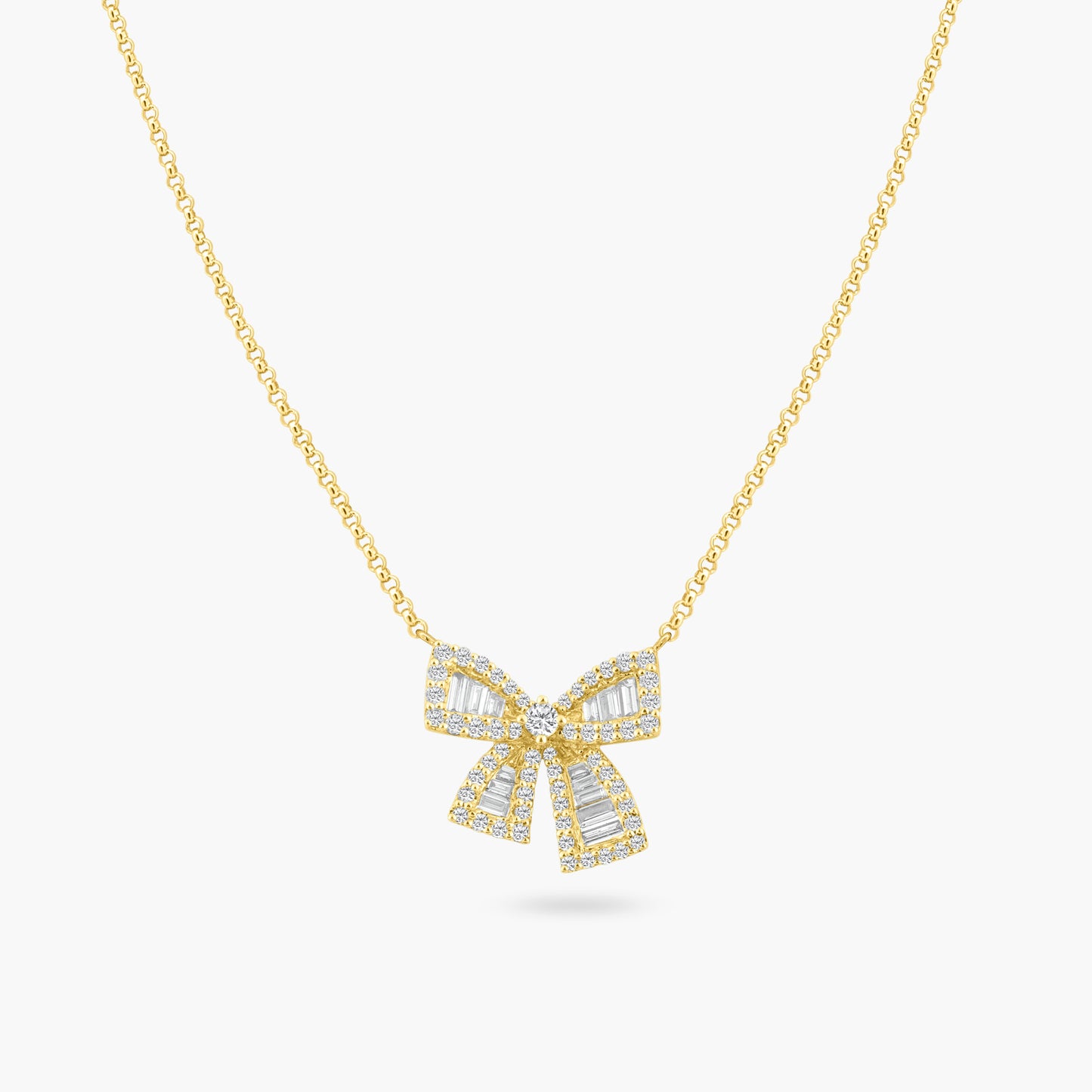 18K Yellow Gold Baguette Ribbon Pendant - N23252DY03A