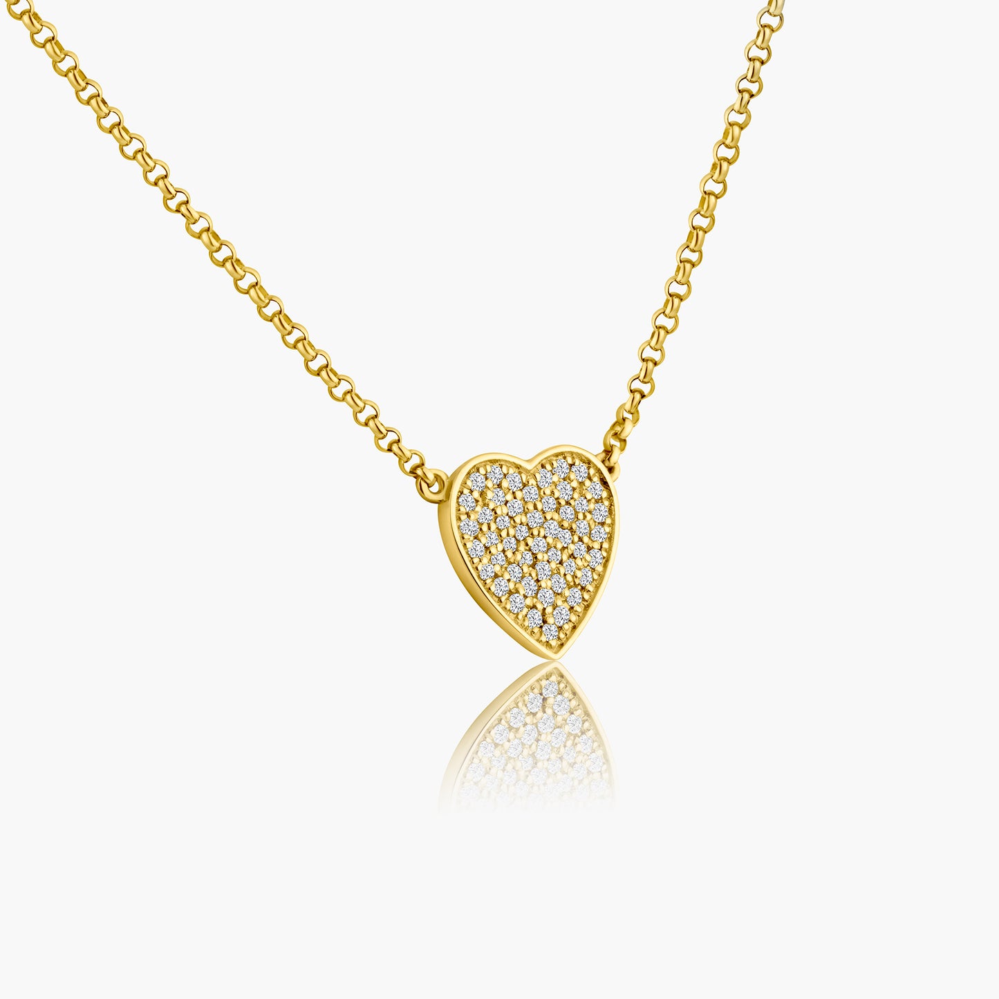 14K Yellow Gold Pave Diamond Heart Pendant - N601250