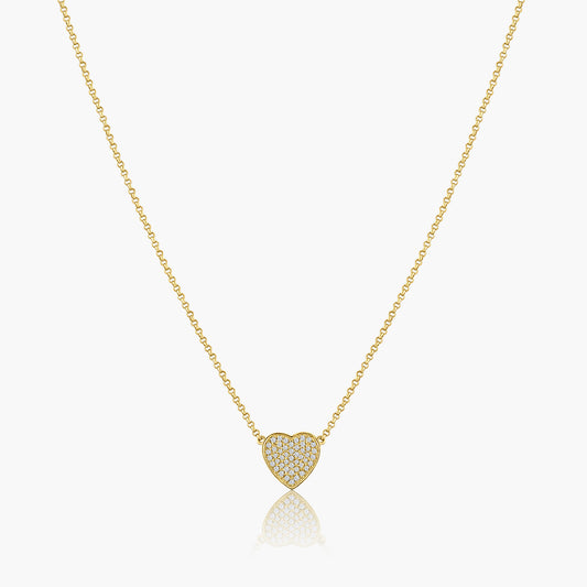 14K Yellow Gold Pave Diamond Heart Pendant - N601250