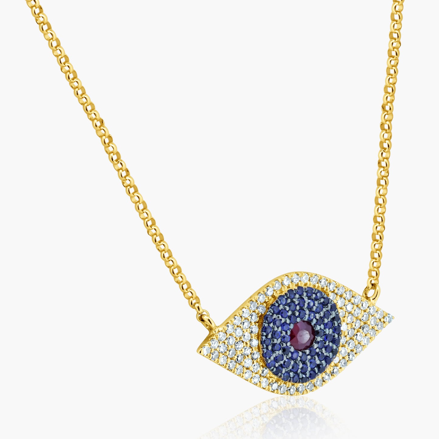 14K Two Tone Evil Eye Pendant-N60154702RC