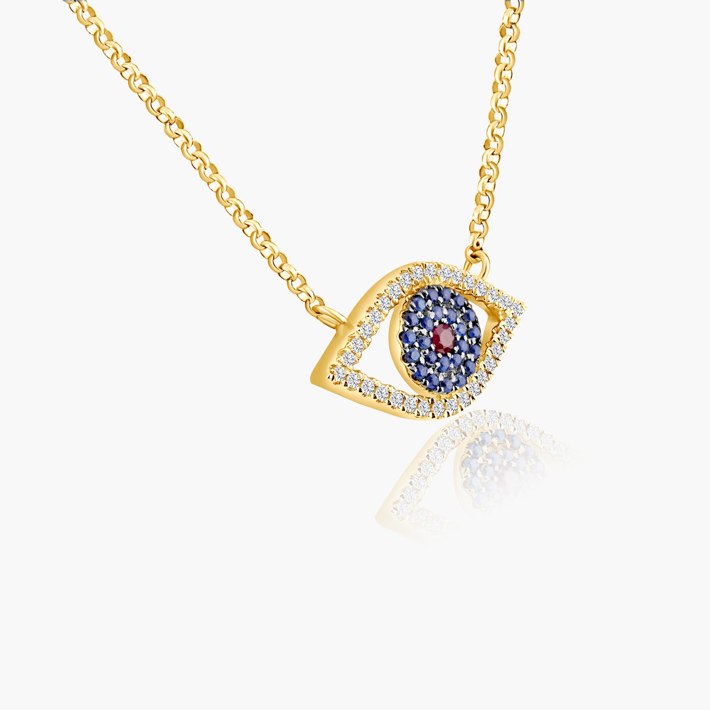 14K Two Tone Evil Eye Pendant-N60154709BRU