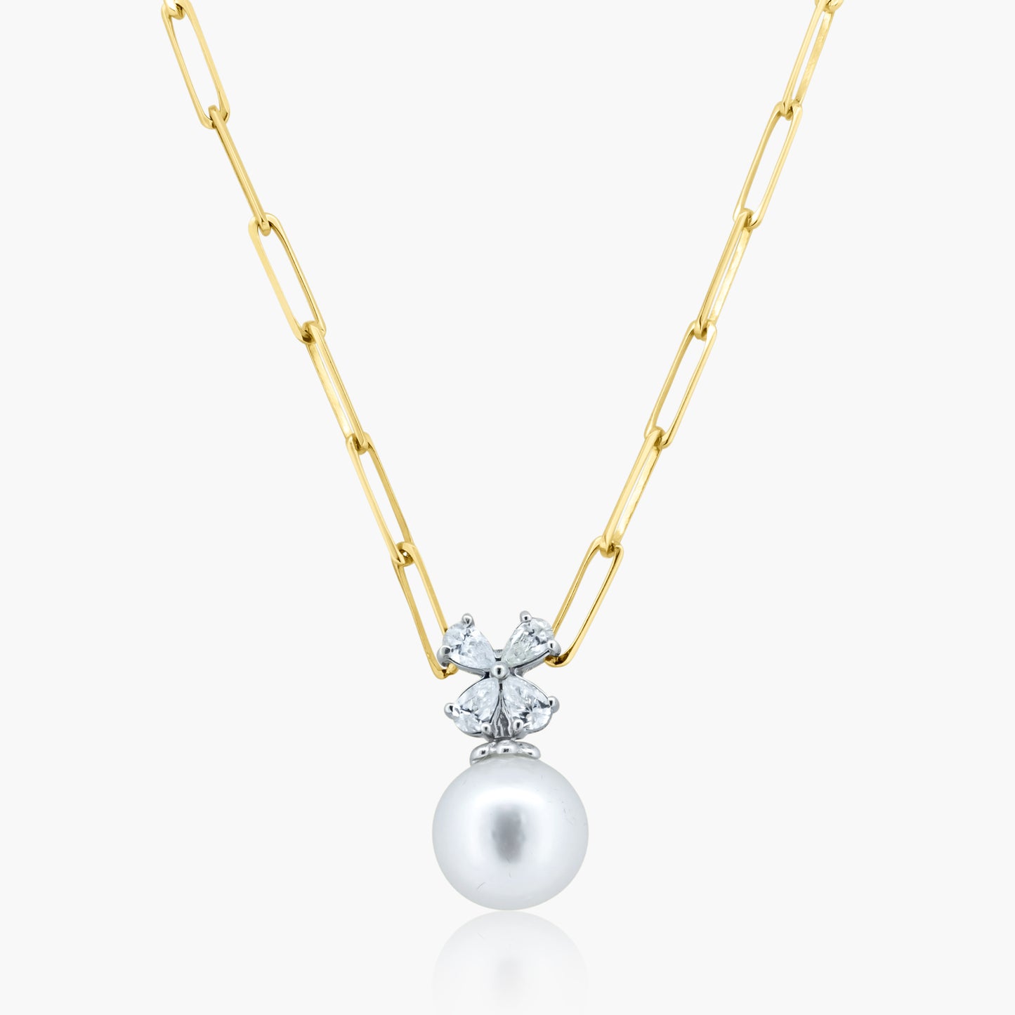 14K Two Tone Pearl Paper Clip Necklace - N60224801